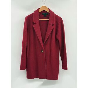 Rachel‎ Zoe Sweater Blazer Jacket Cardigan Boiled Wool Women Small Red Oversized